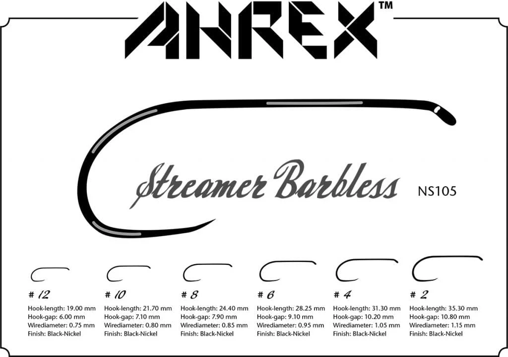 Ahrex NS105 Streamer Down Eye Barbless Hooks - Image 6